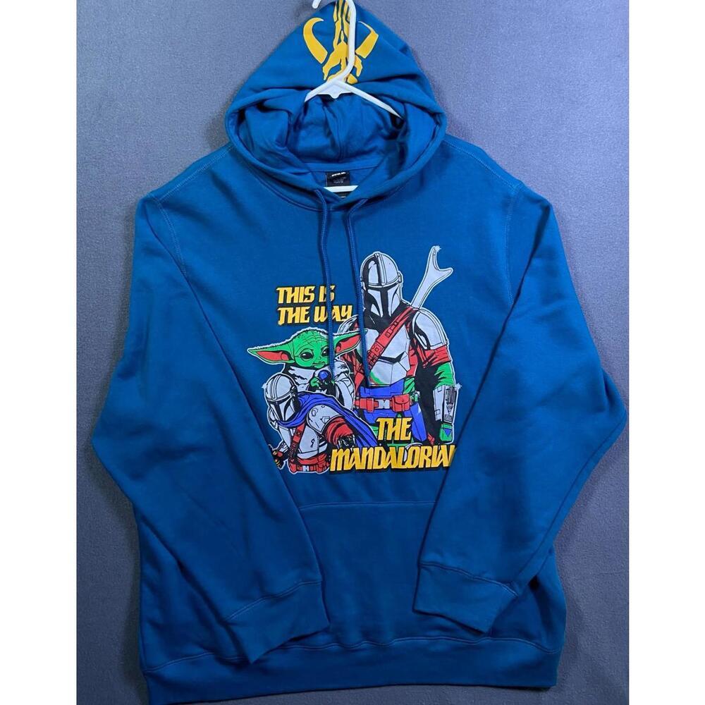 Star Wars Mandalorian Pullover Hoodie Blue/Green Men's 2XL 052124WT2 This Is Way